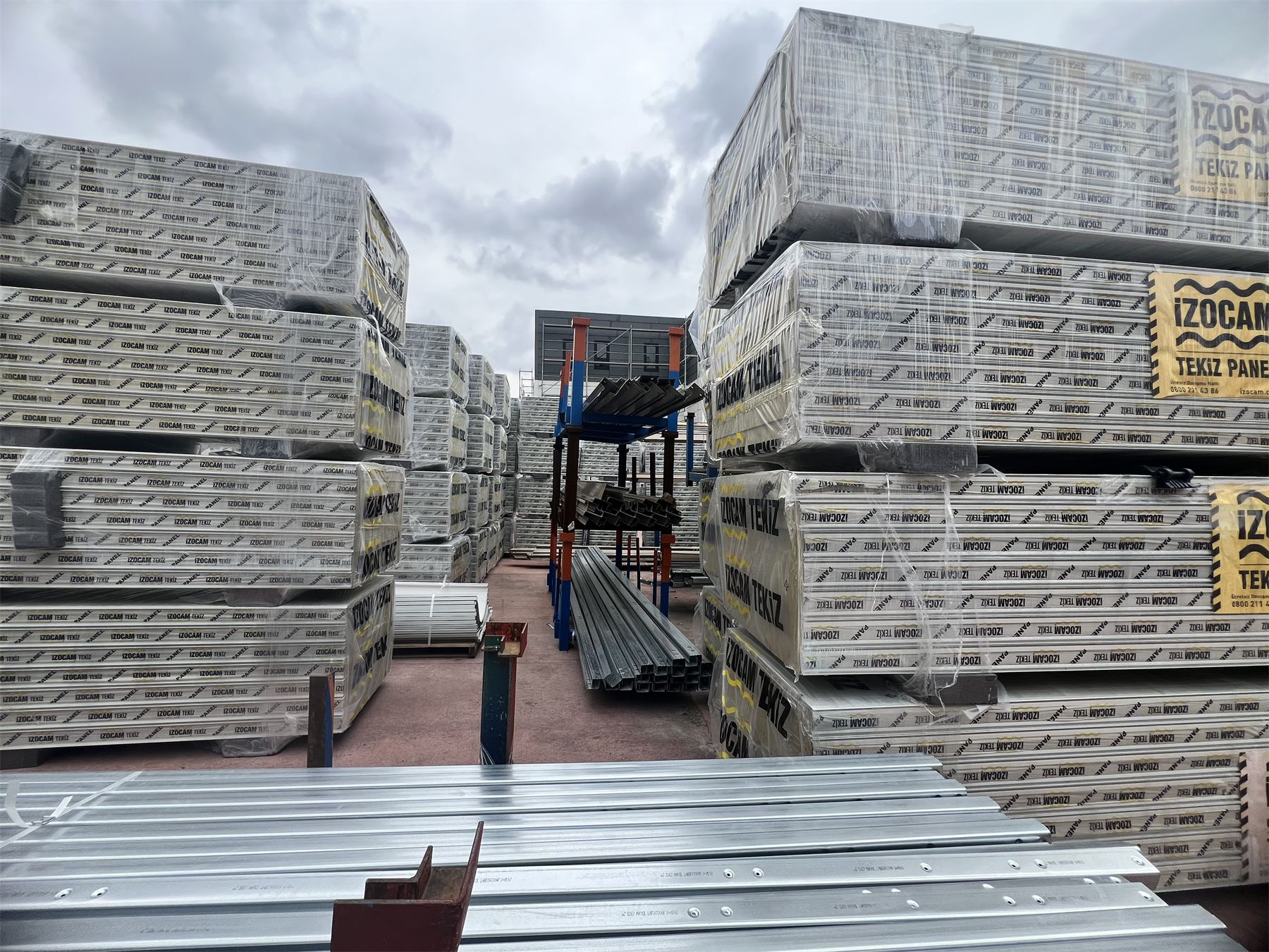 Construction panels and materials prepared for site delivery
